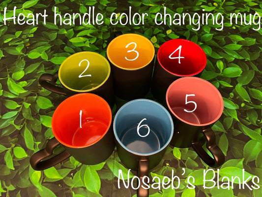 110z Sublimation Color Changing Mug / Heart Handle Color Changing Mug/ Magic Mug/ Color Changing Mug